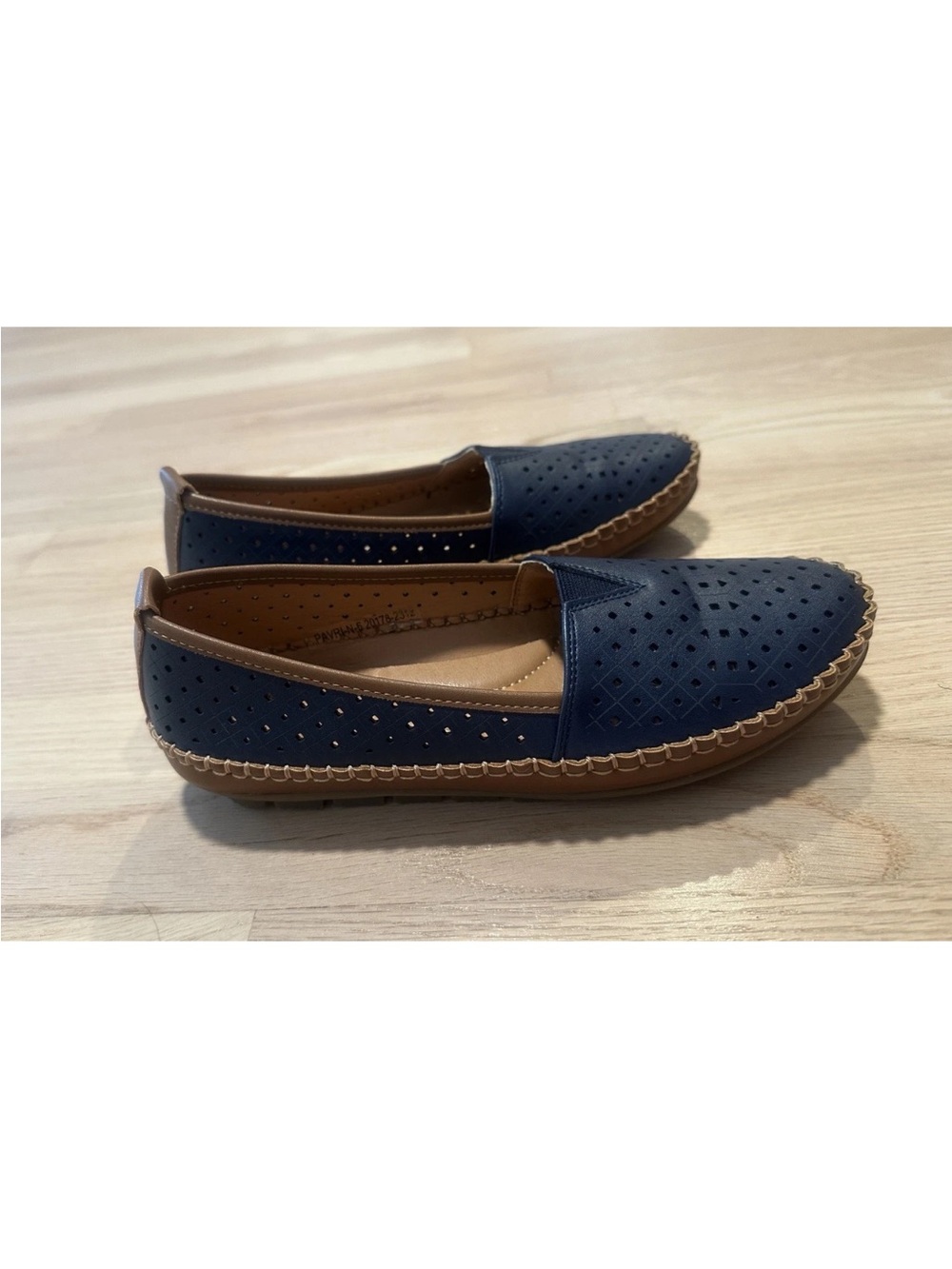 Patrizia by Spring Step Navy Blue Perforated Pavri Slip-On Loafers Size 6 - Picture 2 of 10